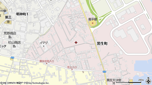 〒288-0003 千葉県銚子市黒生町の地図