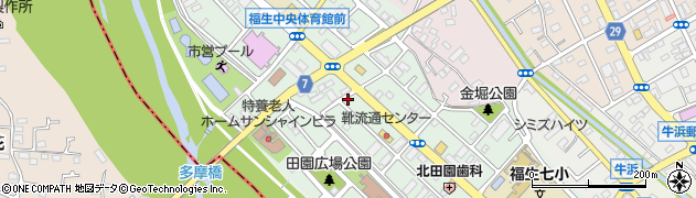 東京都福生市北田園周辺の地図