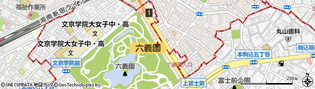 六義園長寿庵周辺の地図