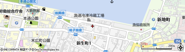 千葉県銚子市新生町周辺の地図