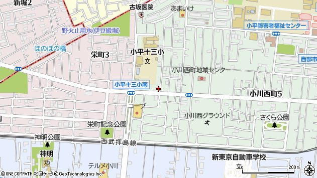 〒187-0035 東京都小平市小川西町の地図