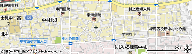 東京都練馬区中村北2丁目周辺の地図