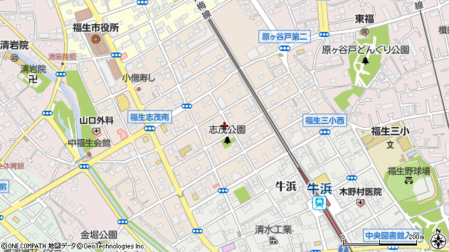 〒197-0023 東京都福生市志茂の地図