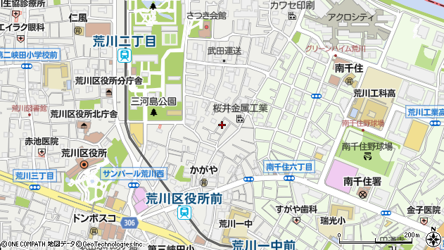〒116-0002 東京都荒川区荒川の地図