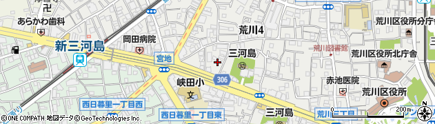 東京都荒川区荒川4丁目7周辺の地図