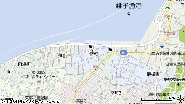 〒288-0077 千葉県銚子市仲町の地図
