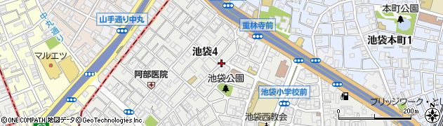東京都豊島区池袋4丁目周辺の地図