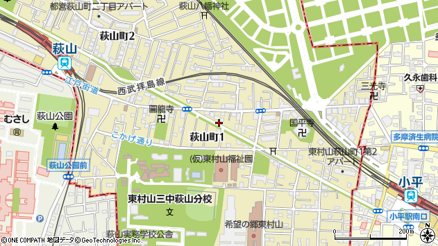 〒189-0012 東京都東村山市萩山町の地図