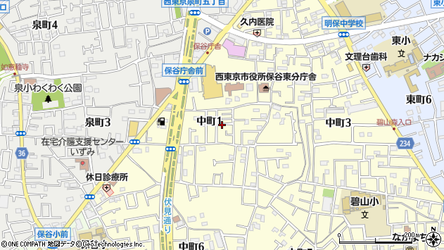 〒202-0013 東京都西東京市中町の地図