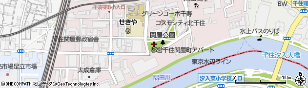 東京都足立区千住関屋町周辺の地図