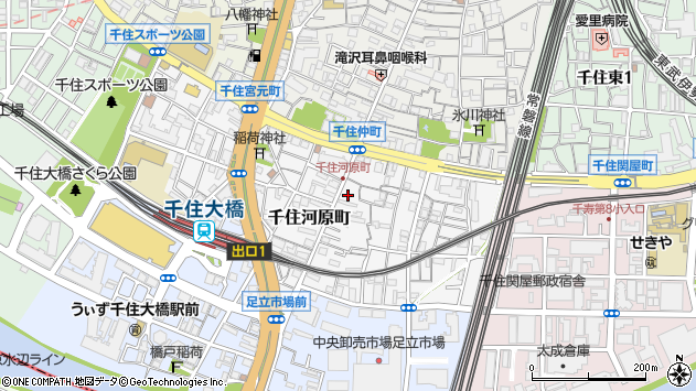 〒120-0037 東京都足立区千住河原町の地図