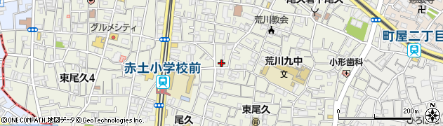荒川東尾久二郵便局周辺の地図