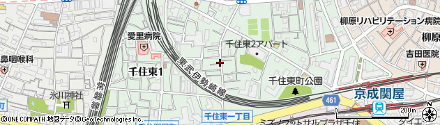 東京都足立区千住東周辺の地図