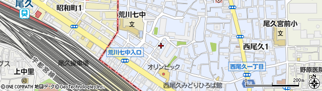 東京都荒川区西尾久4丁目周辺の地図