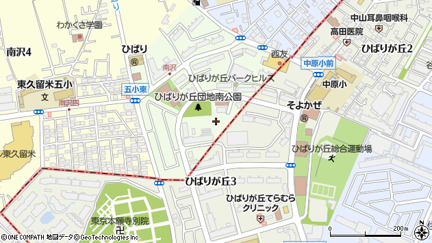 〒203-0022 東京都東久留米市ひばりが丘団地の地図