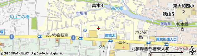 東京都東大和市高木3丁目406周辺の地図