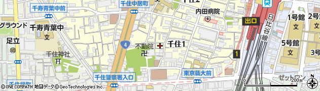 東京都足立区千住1丁目6周辺の地図
