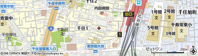 東京都足立区千住1丁目29周辺の地図