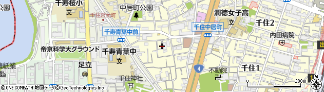東京都足立区千住中居町周辺の地図