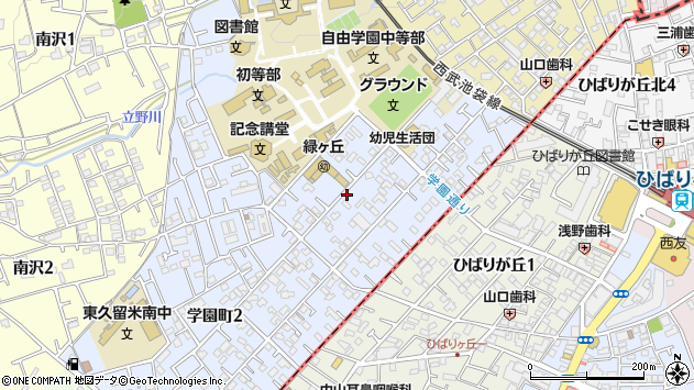 〒203-0021 東京都東久留米市学園町の地図