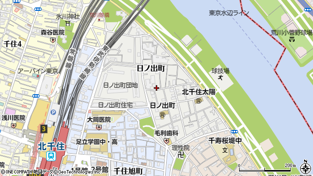 〒120-0021 東京都足立区日ノ出町の地図