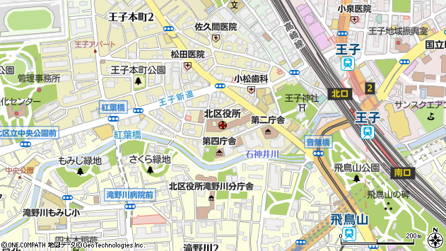 〒114-0000 東京都北区（以下に掲載がない場合）の地図