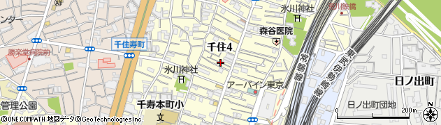 東京都足立区千住周辺の地図