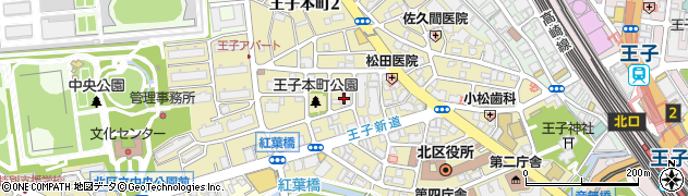 東京都北区王子本町周辺の地図