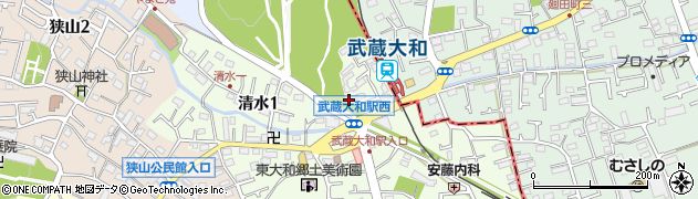 武蔵大和駅　公共自転車等駐車場周辺の地図