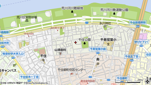 〒120-0031 東京都足立区千住大川町の地図