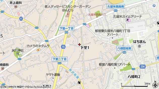 〒203-0043 東京都東久留米市下里の地図