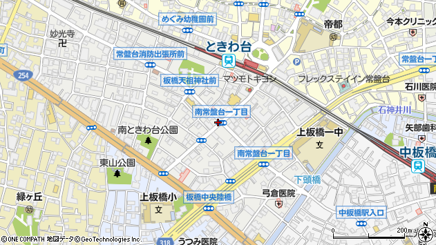 〒174-0072 東京都板橋区南常盤台の地図