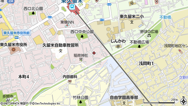 〒203-0053 東京都東久留米市本町の地図