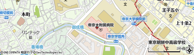 帝京大学医学部附属病院周辺の地図