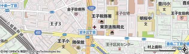 釜寅　王子店周辺の地図