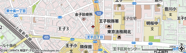 東京都北区王子3丁目周辺の地図