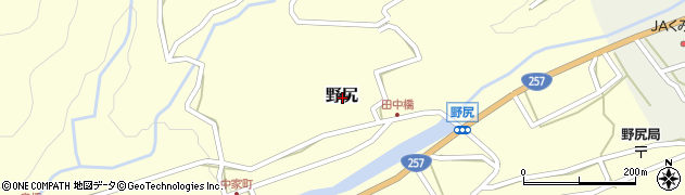 岐阜県下呂市野尻周辺の地図