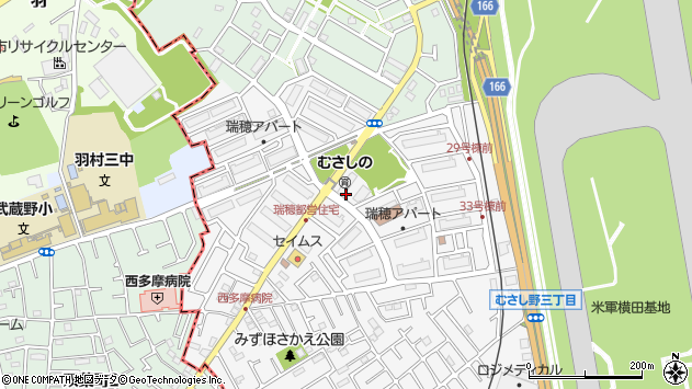 〒190-1214 東京都西多摩郡瑞穂町むさし野の地図