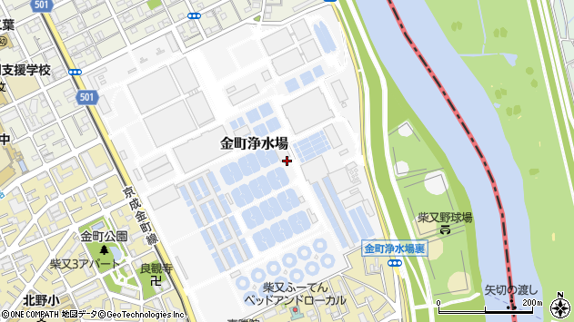 〒125-0043 東京都葛飾区金町浄水場の地図
