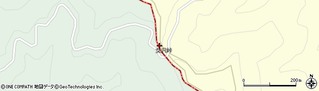 女沢峠周辺の地図