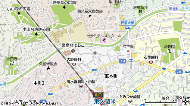 〒203-0014 東京都東久留米市東本町の地図