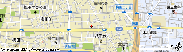 東京都足立区梅田1丁目16-13周辺の地図
