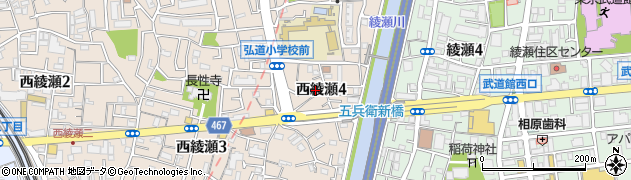東京都足立区西綾瀬4丁目周辺の地図