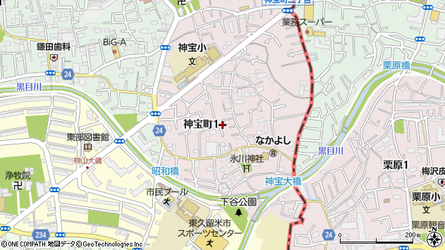 〒203-0002 東京都東久留米市神宝町の地図