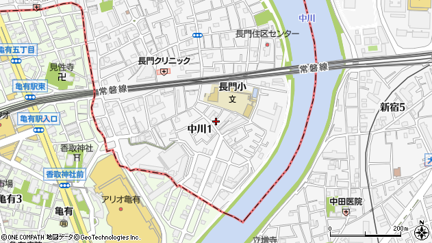 〒120-0002 東京都足立区中川の地図