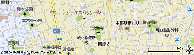 東京都足立区関原周辺の地図