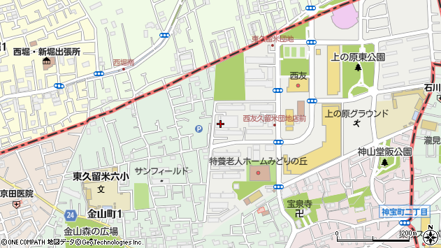 〒203-0001 東京都東久留米市上の原の地図