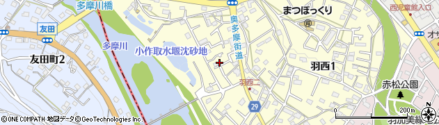 東京都羽村市羽西周辺の地図