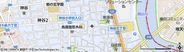 東京都北区神谷周辺の地図