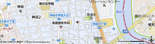東京都北区神谷周辺の地図